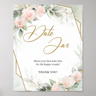 Poster Boho flush fleurs verdure or Date cachet du pot