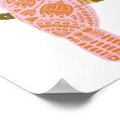 Poster Boho Folk Floral Toucan Illustration en rose (Coin)