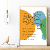 Poster Boho Forme Simple Lineart Flower Calm Quote