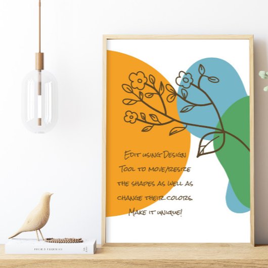 Poster Boho Forme Simple Lineart Flower Calm Quote