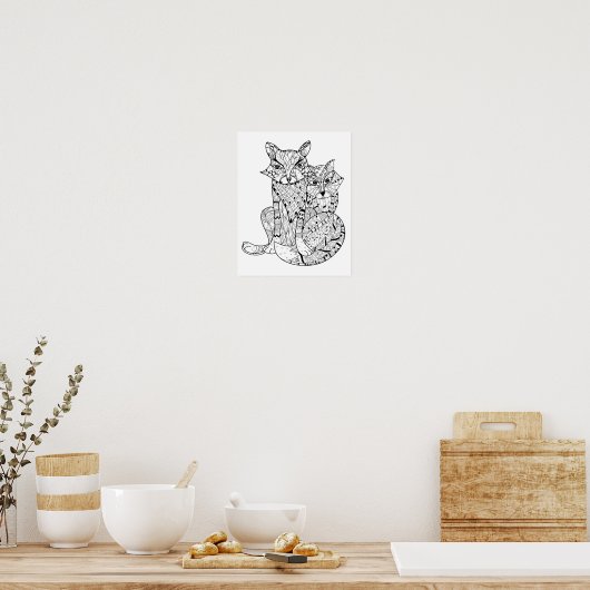 Poster Boho Fox Doodle 2 (Cuisine)