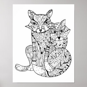 Poster Boho Fox Doodle 2