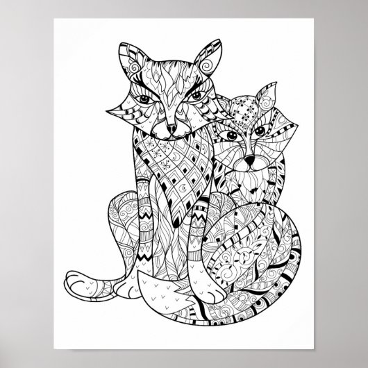Poster Boho Fox Doodle 2 (Devant)