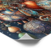 Poster Boho Fox Raccoon Floral Design (Coin)