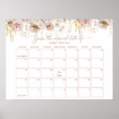 Poster Boho garden floral Guess the due Date calendar (Devant)