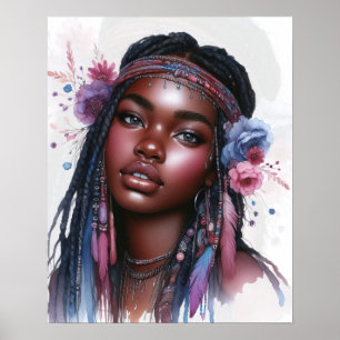 Poster Boho Girl IA Art Mode Bohème