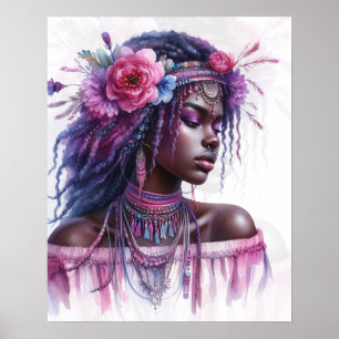 Poster Boho Girl IA Art Mode Bohème