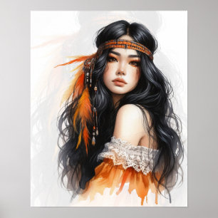 Poster Boho Girl IA Art Mode Bohème