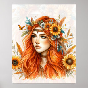 Poster Boho Girl IA Art Mode Bohème