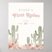 Poster Boho Girls First Rodeo Cowgirl Birthday Welcome (Devant)