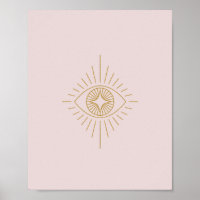 Boho Gold & Pink Diamond Eye Dorm Room Wall Art |