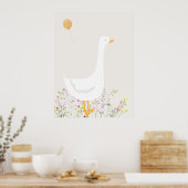 Poster Boho Goose Duck Baby shower floral (Cuisine)
