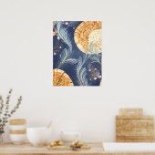 Poster Boho Grain de Bois Éventail et Navy Plume Botaniqu (Cuisine)