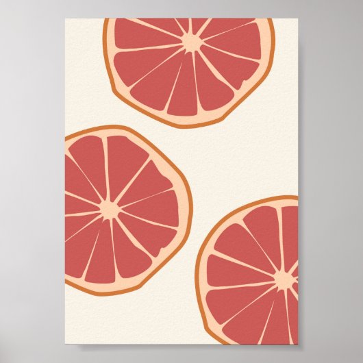 Poster Boho Grapefruit Slices Tropical Summer Print (Devant)
