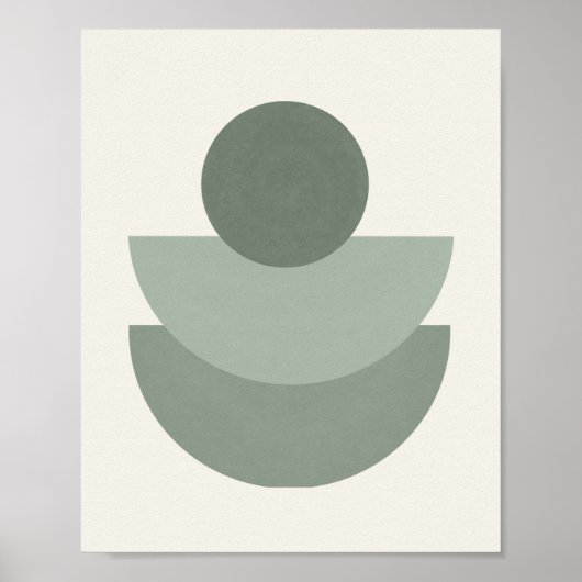 Poster Boho Green Sage Mid Century Art Imprimer (Devant)