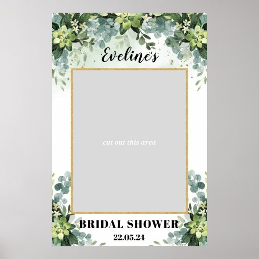 Poster Boho greenery succulent bridal shower photo prop (Devant)