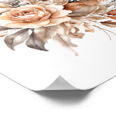 Poster Boho Gris Beige Plumes végétales florales (Coin)