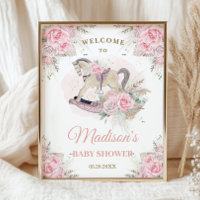 Boho Herbe des Pampas Fleur Rose Cheval à Bascule 