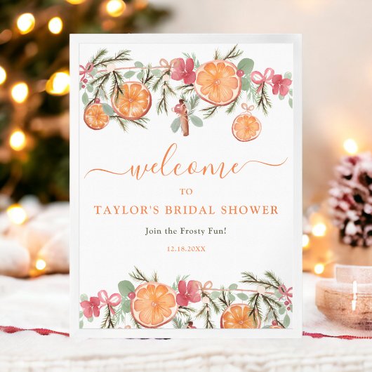 Poster Boho Hiver Séché Citrus Floral Bridal bienvenue