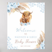 Poster Boho Holy Cow Pampas Grass Boy Baby shower Bienven (Devant)