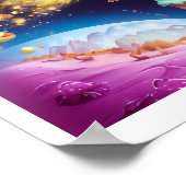 Poster Boho Illustration Hippopotame dans l'Espace (Coin)