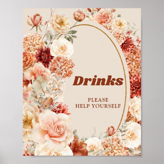 Poster Boho jardin d'automne épices orange beige rouille  (Devant)