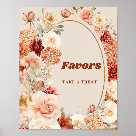 Poster Boho jardin d'automne épices orange beige rouille (Devant)