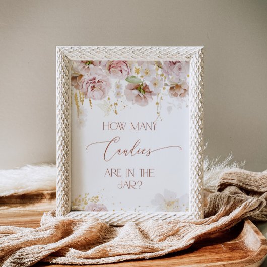 Poster Boho jardin fleurs Devinez combien de bonbons