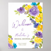 Poster Boho jaune lavande fleurie douche nuptiale bienven (Devant)