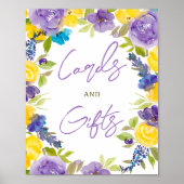 Poster Boho jaune lavande fleurie signe douche (Devant)