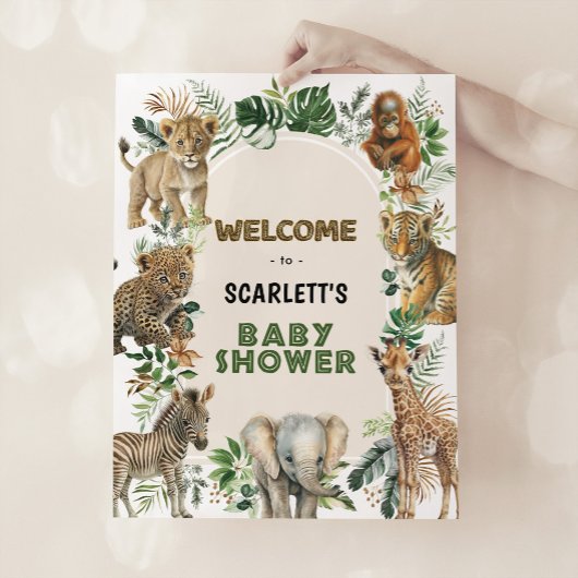 Poster Boho Jungle Animaux sauvages Baby shower de garçon