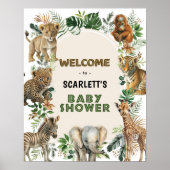 Poster Boho Jungle Animaux sauvages Baby shower de garçon (Devant)