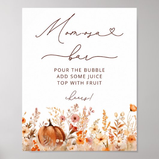 Poster Boho Little Citrouille Fall Fleurs sauvages Momosa (Devant)
