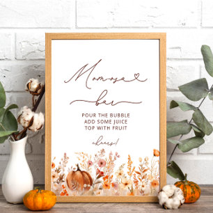 Poster Boho Little Citrouille Fall Fleurs sauvages Momosa