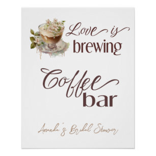 Poster Boho Love brasse Fête des mariées florale Brunch