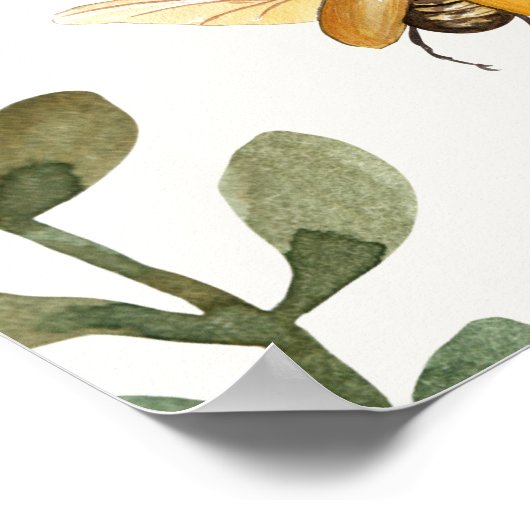 Poster Boho Love Bug Insectes baby shower libellule (Coin)