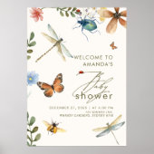 Poster Boho Love Bug Insectes baby shower libellule (Devant)