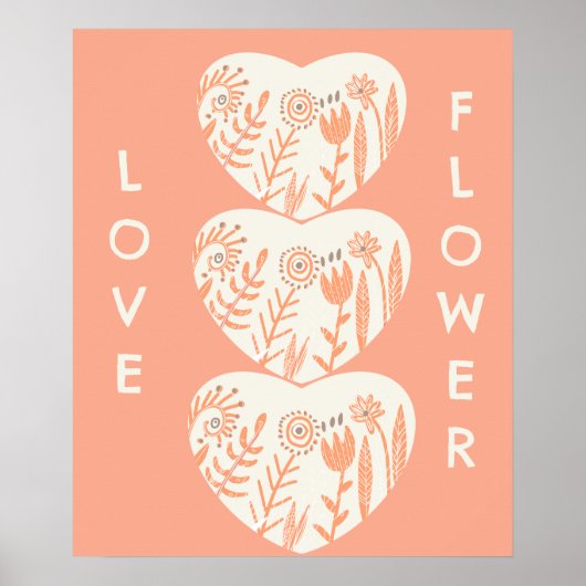 Poster Boho Love Flower Heart (Devant)