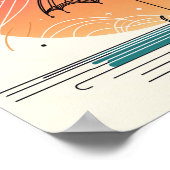 Poster Boho Lune sur Parapluie avec Étoiles Filantes (Coin)