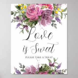 Poster Boho Magenta rose violet Floral Mariage Loisir Tre