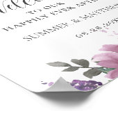 Poster Boho Magenta rose violet Mariage Floral Bienvenue (Coin)