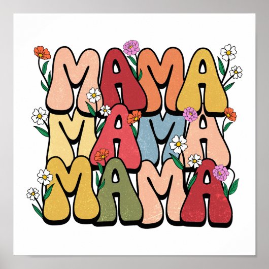 Poster Boho "Mama" Stacked Typography (Devant)