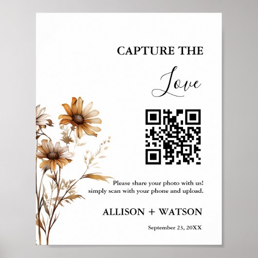 Poster Boho mariage Capture amour code QR mariage photo (Devant)