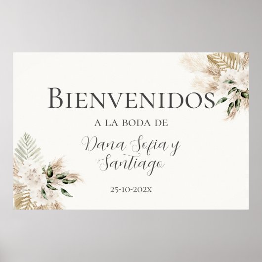 Poster Boho Mariage espagnol Signet de bienvenue (Devant)