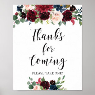 Poster Boho marine bordeaux rose vif merci d'être venu