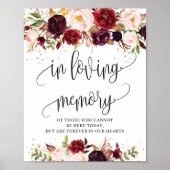 Poster Boho marsala bordeaux fleuri en signe de mémoire d (Devant)