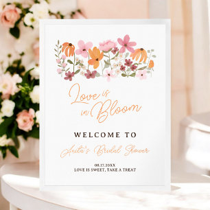 Poster boho meadow fleur sauvage douche nuptiale bienvenu