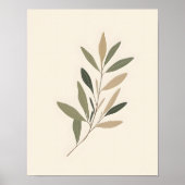 Poster Boho Minimal Botanique Feuille Neutre Vert Beige (Devant)