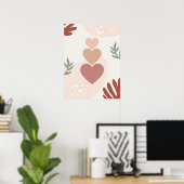 Poster Boho minimal simple Coeurs Feuille d'art Plante (Bureau à domicile)