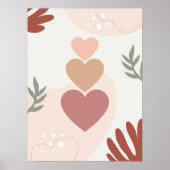 Poster Boho minimal simple Coeurs Feuille d'art Plante (Devant)